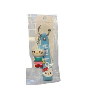 BLUE WRIST  BAND KITTY KEYCHAIN